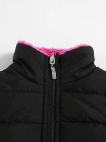 SHEIN 女婴休闲无袖夹克，带保暖内衬，秋冬 - 彩色 - 查看 4