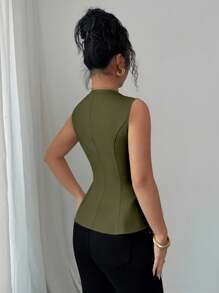Elenzga Áo cánh chữ A cổ bèo nhún thanh lịch mới dành cho nữ, thích hợp khi đi làm, đi nghỉ, hẹn hò, đi chơi, làm vườn, tụ họp gia đình, ngày lễ lao động, ngày lễ, ngày độc lập, trở lại trường, ngày của giáo viên, lễ Halloween, lễ tạ ơn - Màu xanh Ô liu - Xem 2