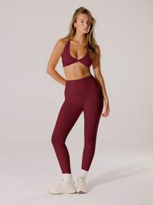 Aralina Leisurewear Pastel Pink Supportive Deep-V Active Twist Crop Top With Bag