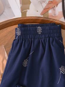 Rusticease 女士休闲百搭日常阔腿宽松弹力腰裤返校秋季女装复古款女士商务休闲女装夏季裤子阔腿裤两件套裤子套装女士裤子套装女士裤子套装