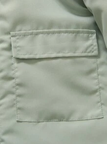 SHEIN 1 件装年轻男孩休闲保暖连帽加厚外套，带口袋，适合秋冬季 - 綠色 - 查看 4