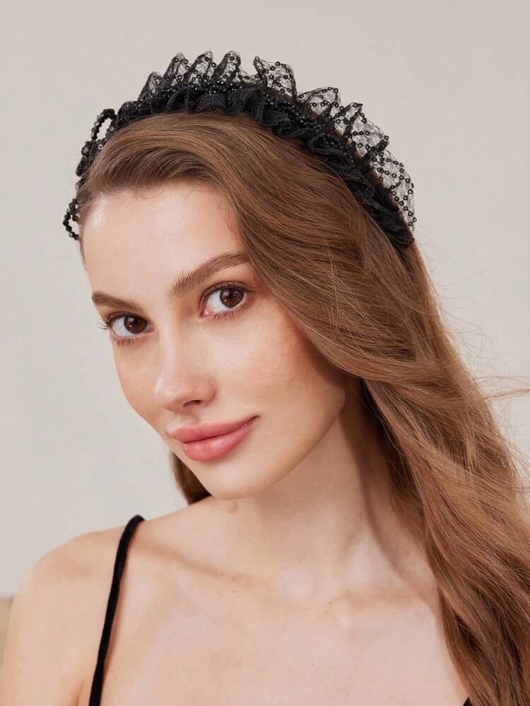 SEQUIN CONTRAST MESH HEADBAND