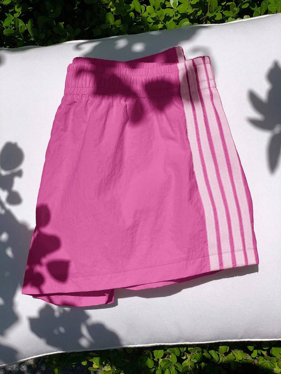 Comfortcana Quần short nữ cỡ lớn kẻ sọc màu hồng cánh sen kiểu dáng thường ngày cho mùa hè. - Màu Hồng Tươi - Xem 1