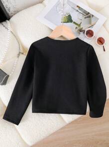 SHEIN Girl's Casual Solid Color Long Sleeve Jacket Girls Black Bolero Jacket Fall Winter