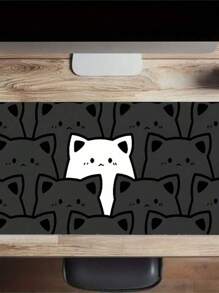 SHEIN 1件黑猫白猫鼠标垫简约大号家用办公学生电竞腕垫锁边软桌布笔记本电脑垫男女 - 多色 1 - 查看 4