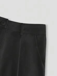 INAWLY Bộ 2 quần không tay cổ chữ V cài nút phía trước cho nữ và túi trang trí - màu đen - Xem 5