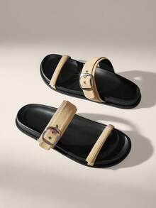 Solecia 女士可调节扣式休闲拖鞋，适合日常穿着 - 杏色 - 查看 6