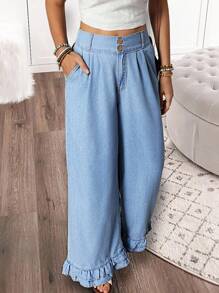 EMERY ROSE Women Pocketed Pleated Loose Casual Denim Jeans