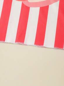 SHEIN 女婴草莓条纹印花连帽沙滩上衣 女婴沙滩罩衫 草莓图案沙滩巾 女婴连帽沙滩巾 女婴沙滩斗篷 - 彩色 - 查看 5