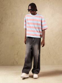 SUMWON T-shirt surdimensionné rayé avec grande impression de marguerite sur le dos. Tenue décontractée d'été, de plage, de vacances, de rue, de printemps, de fête. Top essentiel unisexe - Multicolore - Voir 4