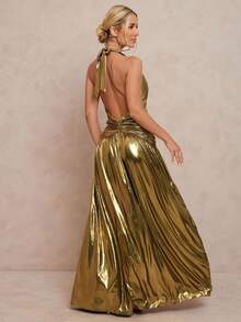 Lumalex Đầm dài màu vàng kim loại xếp ly cổ chữ V kiểu nữ thần mùa đông thu cho nữ, đầm dài vàng, đầm dạ hội vàng, đầm lộng lẫy, đầm màu đồng, đầm nghỉ dưỡng 2025, đầm sang trọng, đầm thanh lịch mùa thu, đầm nữ sang trọng, đầm dạ hội, đầm dự tiệc, đầm tiệc tùng, đầm kín đáo, đầm quý tộc, đầm lấp lánh, đầm lễ hội, đầm đi chơi, đầm ngoài trời, đầm nhiều lớp, đầm cưới, đầm tiệc, đầm Al-Adha, đầm năm mới, đầm sang trọng mùa thu, đầm dạ hội, đầm lãng mạn tinh tế, đầm hở lưng, đầm dự tiệc phải có. - Vàng - Xem 3