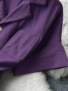 时尚高腰休闲连体裤 - 紫色 - 查看 3