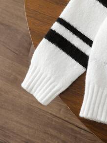 Sparklyn Tween Girl V-Neck Long Sleeve Casual Sweater With Numeric Star Pattern New York Sweater Fall Winter - White - View 8