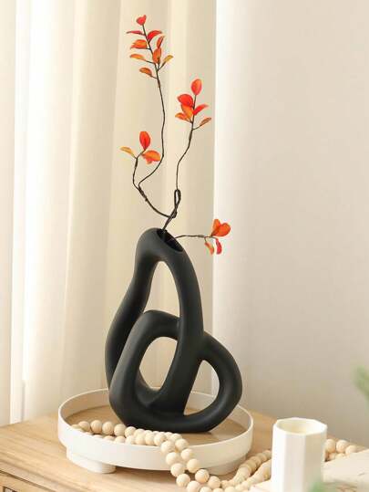 Goth 1 pieza Jarrón de cerámica negra moderna - Decoración minimalista bohemia para el hogar para pastos pampas, ramos secos y centros de mesa de boda, aspecto hecho a mano estético para sala de estar, dormitorio, mesa - Regalo de decoración de primavera