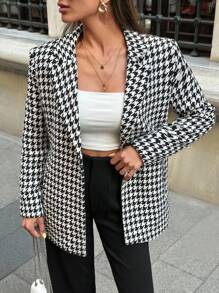 Women, Autumn, Regular Length, Regular Fit, Lining, Coket, Check, Black White, Premium Quality - Multicolor - View 4