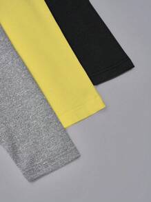 SHEIN LUNE 3件套纯色修身腰褶圆领休闲/工作时尚经典度假T恤