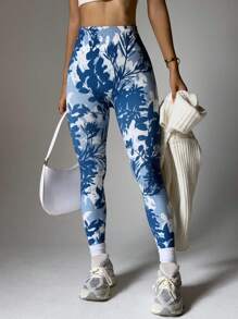 Gameset SHEIN Sport 植物印花高腰无缝紧身裤 - 彩色 - 查看 4