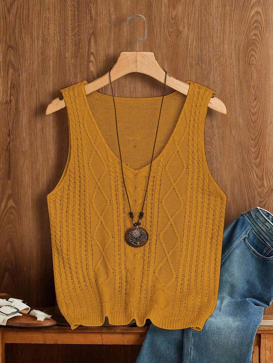 Breezaya 女士休闲纯色无袖针织上衣，适合大学穿着的针织毛衣