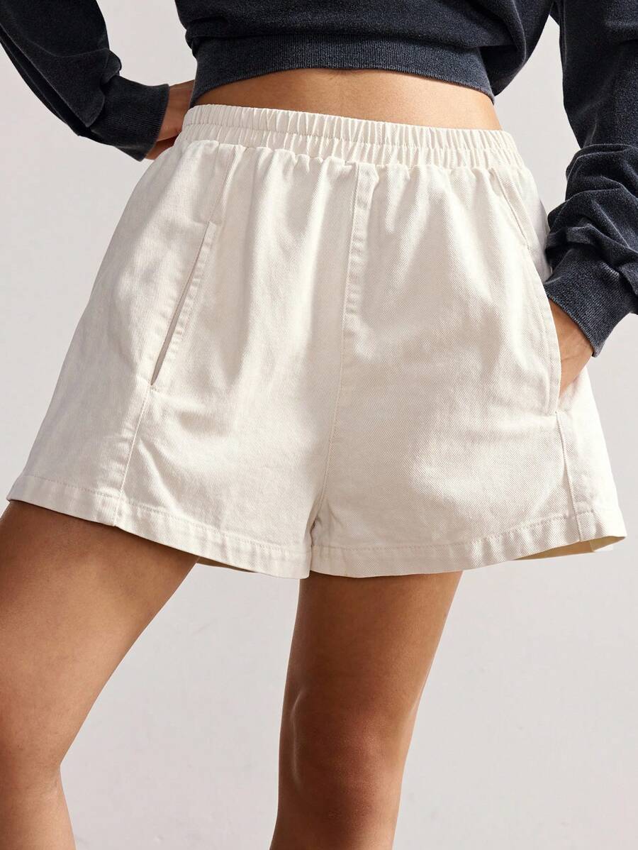 Bohemela Casual Mid-Waisted Loose Shorts - Apricot - View 1