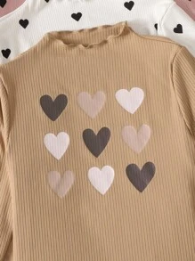 青少年女孩休闲基础款纯色针织弹力长袖汗衫，多件装，秋冬季休闲日常穿着和上学日常必备单品 - 淡紫色 - 查看 3