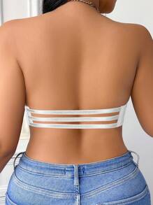 DesireSculpt 1 件加大码无钢圈文胸，无缝交叉可拆卸肩带可变换聚拢文胸露背文胸透明文胸肩带交叉后背文胸多向文胸可调节文胸肩带，提升 - 白色 - 查看 8