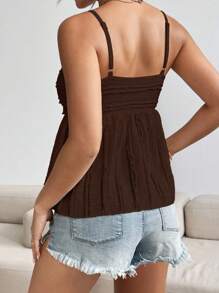 Breezaya 女士休闲简约纯色吊带背心，百搭，适合日常穿着，夏季 - 巧克力棕 - 查看 2