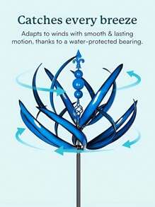 1 件金属风转器 - 旋转花园和庭院装饰，无需电池，户外装饰，大型风转器，花卉，花园装饰 - 彩色 - 查看 11