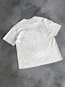 SHEIN Leap Crew 少年男孩休閒簡約圓領短袖T恤，適用於夏季 - 白色 - 查看 2