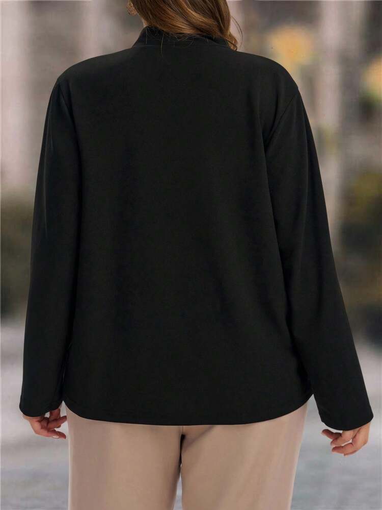 Plus Size Women's Solid Color Long Sleeve Open Front Casual Blazer,,Going Out,Office Wear Fal,Spring