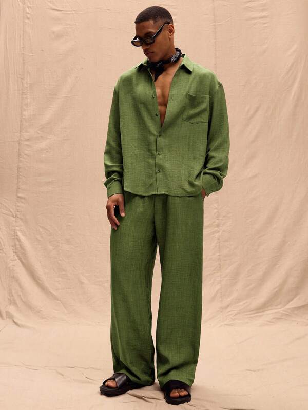 Musero Pantalones de lino oversize para hombre, solo la Bottom de un conjunto, para la primavera, el verano, las vacaciones y la Pascua
