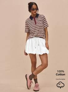MUSERA Minifalda de burbujas con cintura con cordón, elegante, casual y linda para vacaciones de verano - Blanco - Ver 2