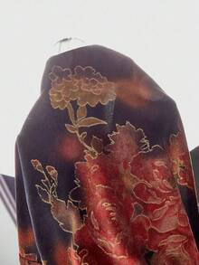ROMWE Hippie Bộ váy midi và áo dài nhung đính hạt họa tiết Paisley cổ điển cỡ lớn cho nữ - Nhiều màu - Xem 8