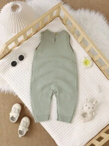 SHEIN Conjunto de peto y pantalones para bebé niño en color verde, estilo minimalista casual y cómodo y transpirable para la etapa de gateo - Verde - Ver 2