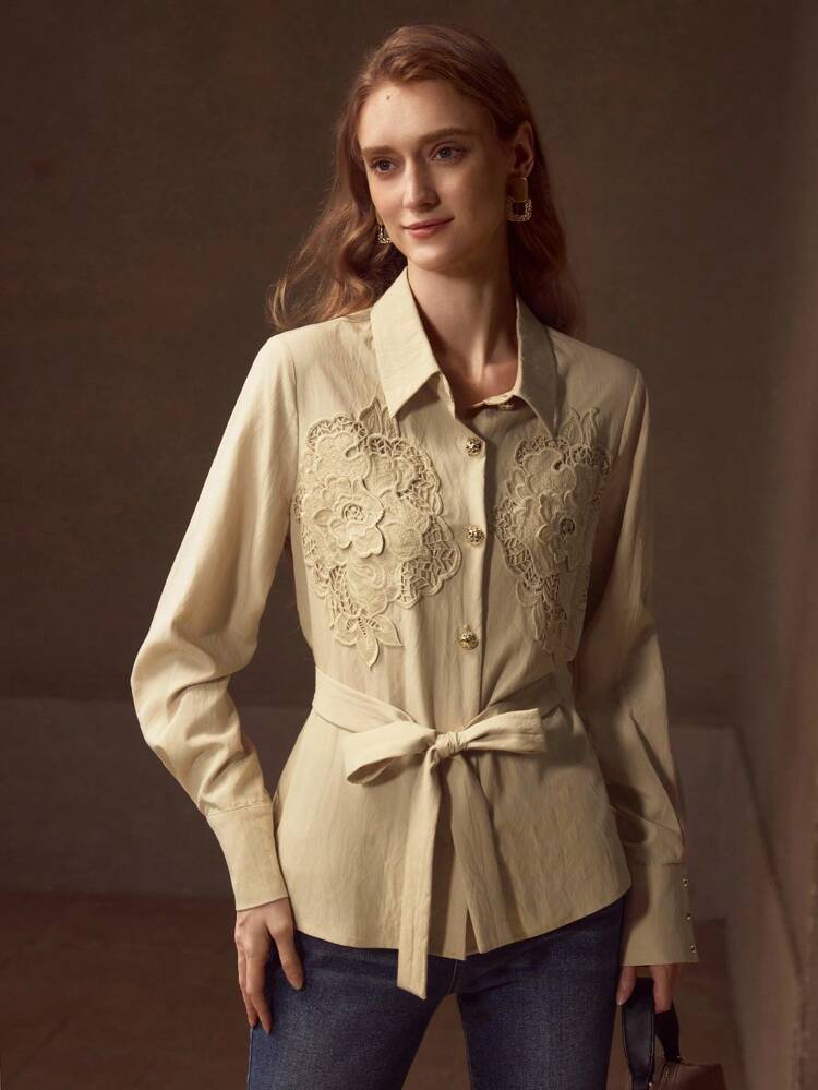 APPLIQUES BUTTON UP SHIRT