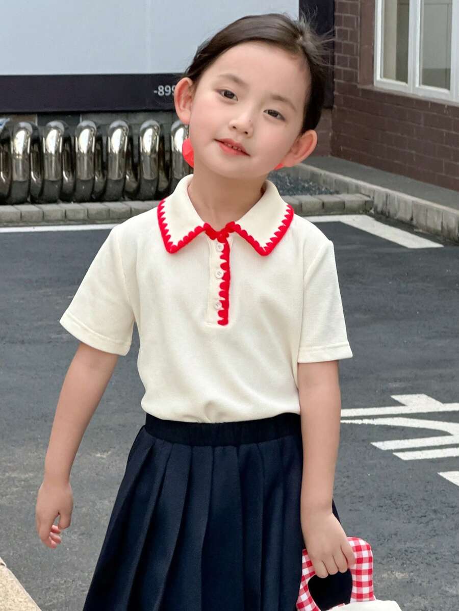 Dazy Kids 适合秋季穿着的女童T恤 - 杏色 - 查看 1