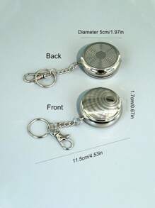 1 pièce Mini cendrier de poche en acier inoxydable argenté, porte-clés. Motifs chrysanthème et rayons de soleil, forme ronde et carrée de montre de poche. Pratique à accrocher au sac pour ranger les cigarettes.