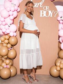 Loomaby Vestido de maternidad para revelación de género, vestido de maternidad para baby shower - Blanco - Ver 5
