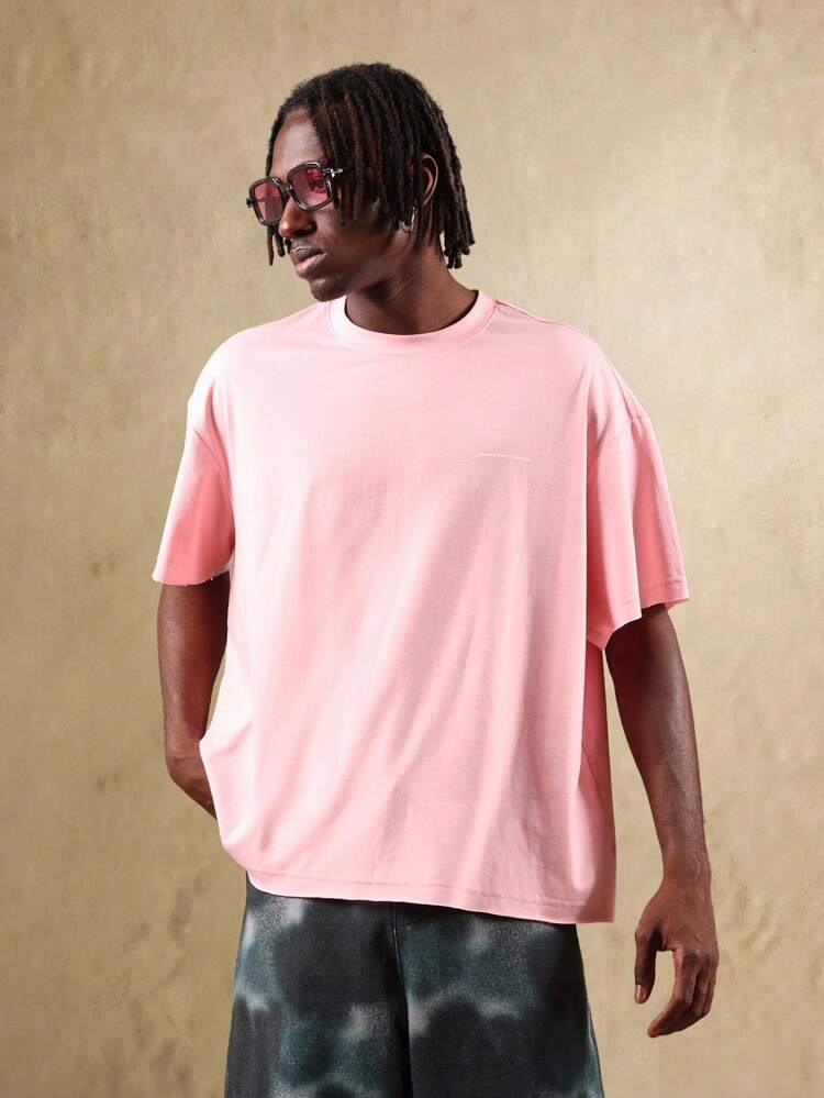 Boxy Fit T-Shirt With Raw Hem And Small Logo