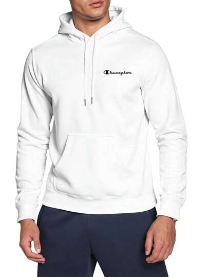 Champion Men's Letter Print Drawstring Hooded Casual Sweatshirt, Long Sleeve