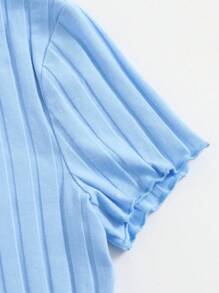SHEIN EZwear Button Up Rib-knit Crop Top