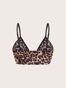 Coolane Women's Leopard Print Letter Graphic Cropped Cami Tank Top - Brown - View 2