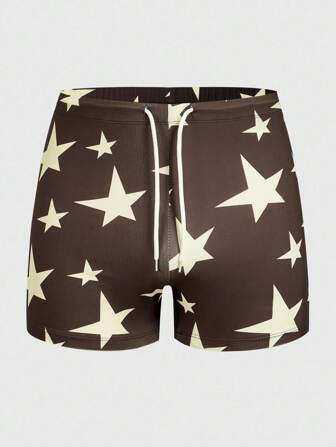 Street Life Men's Starfish Printed Drawstring Waist Casual Swimming Trunks
