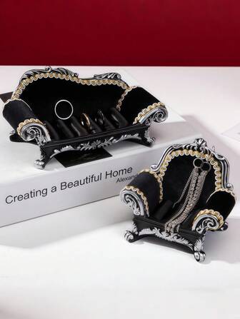 Goth 1pc Creative Jewelry Storage Box, Mini Jewelry Storage Sofa, European Style Resin Sofa Model Display Stand - Miniature Couch Showcase Shelf For Dollhouse, Jewelry & Collectibles Decor,Home Decor