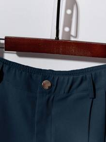 Franclia 两件套：时尚高端圆领短袖女式衬衫和休闲短裤，适合大学生穿着 - 寶藍色 - 查看 5