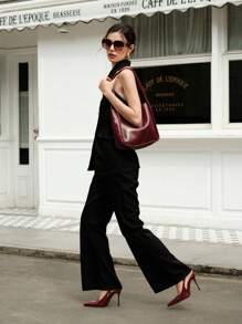 CUCCOO BIZCHIC Women's Back Strap Decor Bowknot High Heel Pumps, Wine Red Color Spring Shoes Spring Break Easter