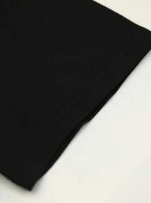 EMERY ROSE T-shirt col rond imprimé lettre et guitare, t-shirt casual à manches courtes pour le printemps et l'été, vêtements pour femmes - Noir - Voir 4