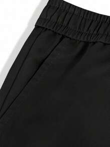 Manfinity Homme 男士直筒裤，松紧腰，抽绳，袖口有小细节，秋季 - 黑色 - 查看 6