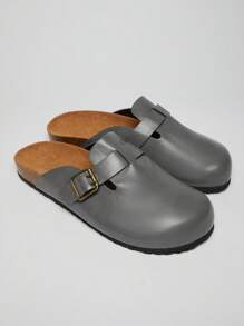 SHUZIA Men's Comfortable Arch Support Buckle Strap Round Toe Cork Footbed Clogs - Grey - View 4