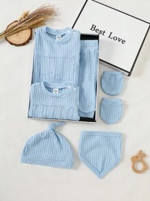 SHEIN Newborn Baby Boy Clothes Gift Set, Blue Fall Winter - Blue - View 4