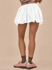 MUSERA Minifalda de burbujas con cintura con cordón, elegante, casual y linda para vacaciones de verano - Blanco - Ver 3